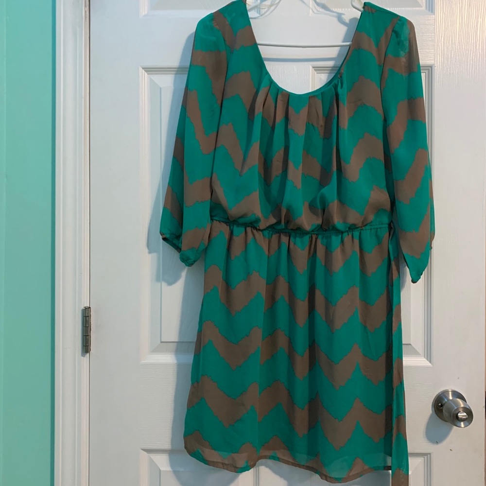 blue and grey dress